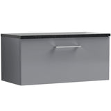 Nuie Arno 800mm Wall Hung 1 Drawer Countertop Vanity Unit Satin Grey ARN2225LSB