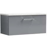Nuie Arno 800mm Wall Hung 1 Drawer Countertop Vanity Unit Satin Grey ARN2225LSW