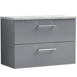 Nuie Arno 800mm Wall Hung 2 Drawer Countertop Vanity Unit Satin Grey ARN2226LBG