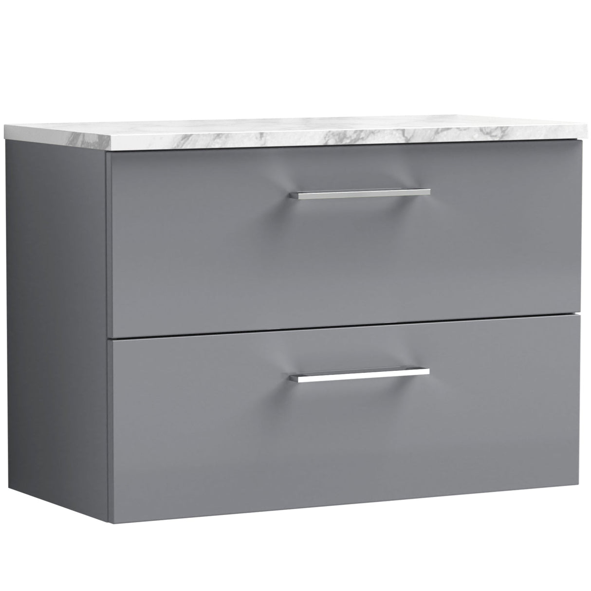 Nuie Arno 800mm Wall Hung 2 Drawer Countertop Vanity Unit Satin Grey ARN2226LCM