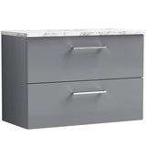 Nuie Arno 800mm Wall Hung 2 Drawer Countertop Vanity Unit Satin Grey ARN2226LCM