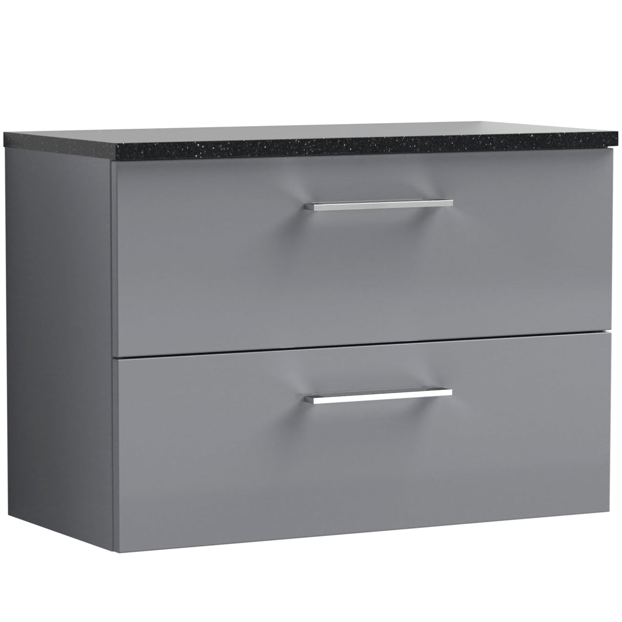 Nuie Arno 800mm Wall Hung 2 Drawer Countertop Vanity Unit Satin Grey ARN2226LSB