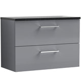 Nuie Arno 800mm Wall Hung 2 Drawer Countertop Vanity Unit Satin Grey ARN2226LSB