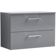 Nuie Arno 800mm Wall Hung 2 Drawer Countertop Vanity Unit Satin Grey ARN2226W