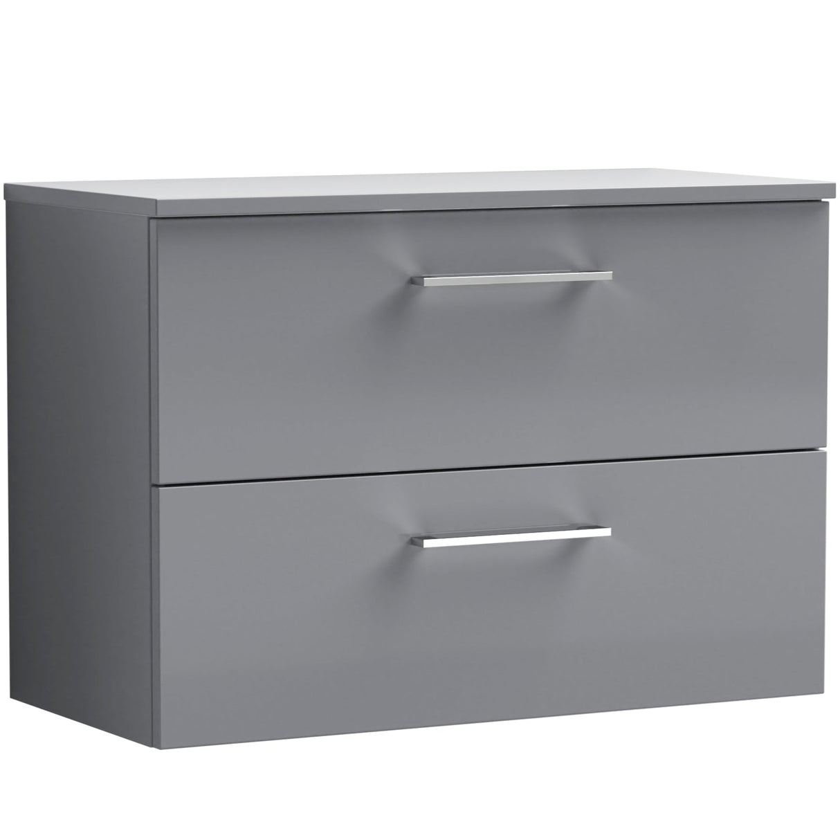 Nuie Arno 800mm Wall Hung 2 Drawer Countertop Vanity Unit Satin Grey ARN2226W