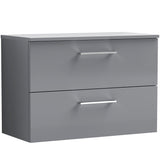 Nuie Arno 800mm Wall Hung 2 Drawer Countertop Vanity Unit Satin Grey ARN2226W