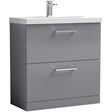 Nuie Arno 800mm Floor Standing 2 Drawer Vanity Unit & Basin Satin Grey ARN2235A