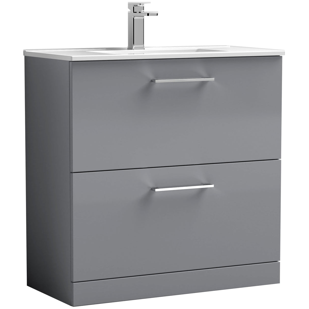 Nuie Arno 800mm Floor Standing 2 Drawer Vanity Unit & Basin Satin Grey ARN2235B