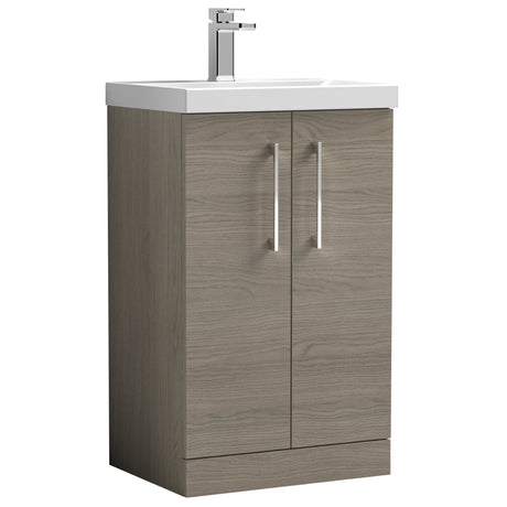 Nuie Arno 500mm Floor Standing 2 Door Vanity Unit & Basin Solace Oak ARN2501D