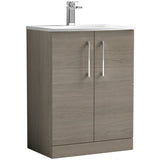 Nuie Arno 600mm Floor Standing 2 Door Vanity Unit & Basin Solace Oak ARN2503G