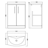 Nuie Arno 600mm Floor Standing 2 Door Vanity Unit & Basin Solace Oak ARN2503G LD