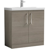 Nuie Arno 800mm Floor Standing 2 Door Vanity Unit & Basin Solace Oak ARN2505A