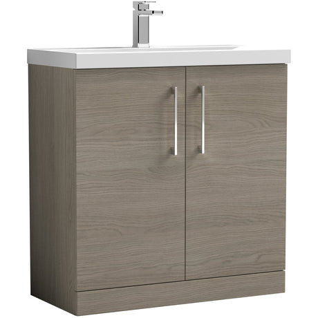 Nuie Arno 800mm Floor Standing 2 Door Vanity Unit & Basin Solace Oak ARN2505A