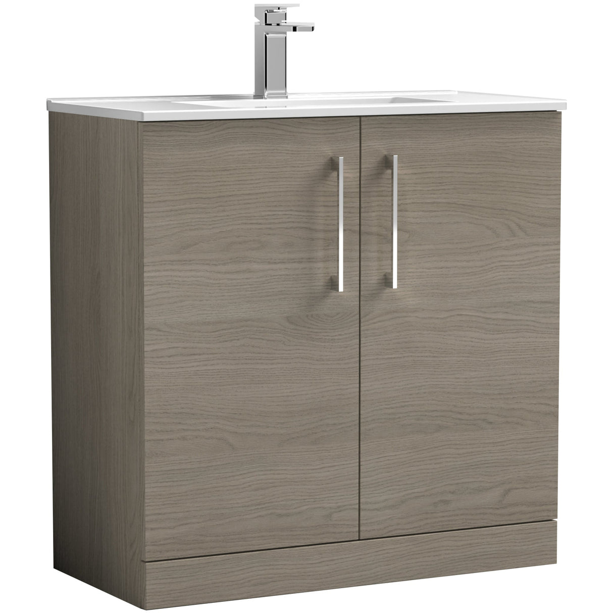 Nuie Arno 800mm Floor Standing 2 Door Vanity Unit & Basin Solace Oak ARN2505B
