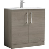 Nuie Arno 800mm Floor Standing 2 Door Vanity Unit & Basin Solace Oak ARN2505B