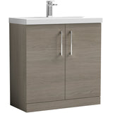 Nuie Arno 800mm Floor Standing 2 Door Vanity Unit & Basin Solace Oak ARN2505D