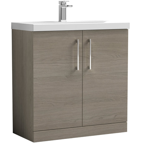 Nuie Arno 800mm Floor Standing 2 Door Vanity Unit & Basin Solace Oak ARN2505D