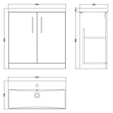 Nuie Arno 800mm Floor Standing 2 Door Vanity Unit & Basin Solace Oak ARN2505D LD