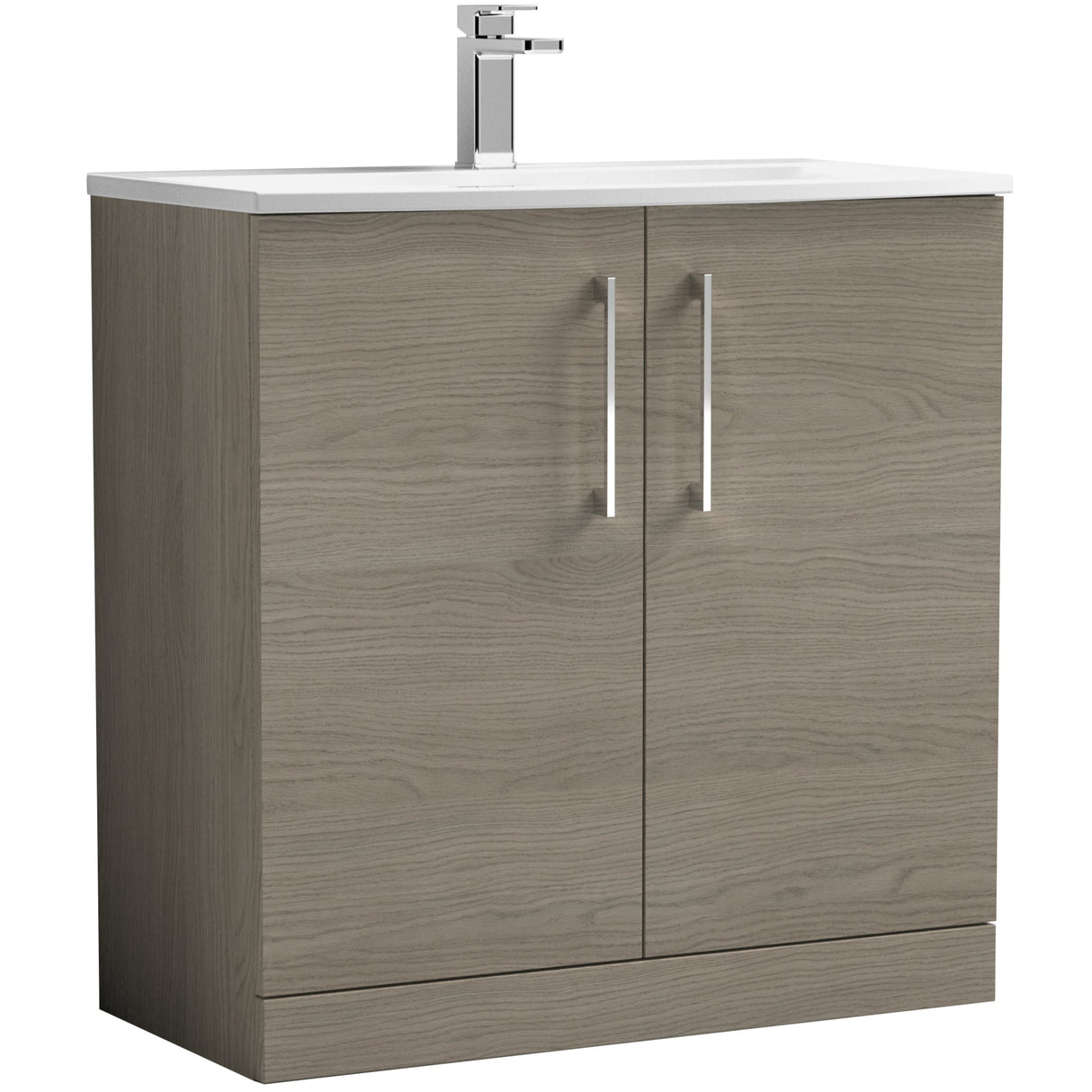 Nuie Arno 800mm Floor Standing 2 Door Vanity Unit & Basin Solace Oak ARN2505G