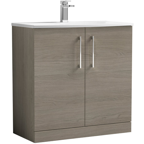 Nuie Arno 800mm Floor Standing 2 Door Vanity Unit & Basin Solace Oak ARN2505G