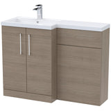 Nuie Arno Toilet & Basin Suite W1100mm - 2 Door Vanity Unit & Polymarble Basin Solace Oak ARN2511L