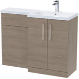 Nuie Arno Toilet & Basin Suite W1100mm - 2 Door Vanity Unit & Polymarble Basin Solace Oak ARN2511R