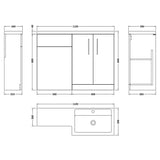 Nuie Arno Toilet & Basin Suite W1100mm - 2 Door Vanity Unit & Polymarble Basin Solace Oak ARN2511R LD