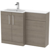 Nuie Arno Toilet & Basin Suite W1100mm - 2 Door Vanity Unit & White Stone Basin Solace Oak ARN2512L