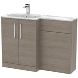 Nuie Arno Toilet & Basin Suite W1100mm - 2 Door Vanity Unit & Marble Stone Basin Solace Oak ARN2513L