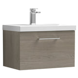 Nuie Arno 600mm Wall Hung 1 Drawer Vanity Unit & Basin Solace Oak ARN2522A