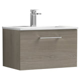 Nuie Arno 600mm Wall Hung 1 Drawer Vanity Unit & Basin Solace Oak ARN2522B