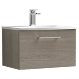 Nuie Arno 600mm Wall Hung 1 Drawer Vanity Unit & Basin Solace Oak ARN2522G