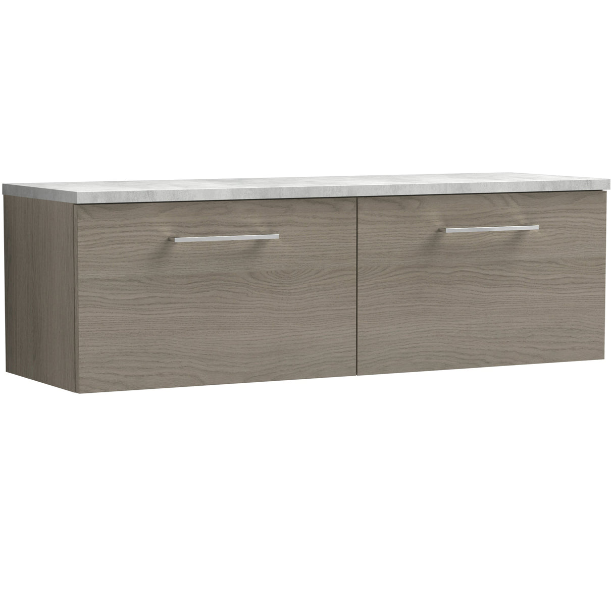 Nuie Arno 1200mm Wall Hung 2 Drawer Countertop Vanity Unit Solace Oak ARN2522LBG2