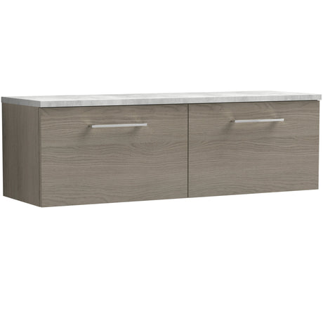 Nuie Arno 1200mm Wall Hung 2 Drawer Countertop Vanity Unit Solace Oak ARN2522LBG2