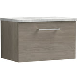 Nuie Arno 600mm Wall Hung 1 Drawer Countertop Vanity Unit Solace Oak ARN2522LBG