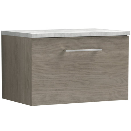 Nuie Arno 600mm Wall Hung 1 Drawer Countertop Vanity Unit Solace Oak ARN2522LBG