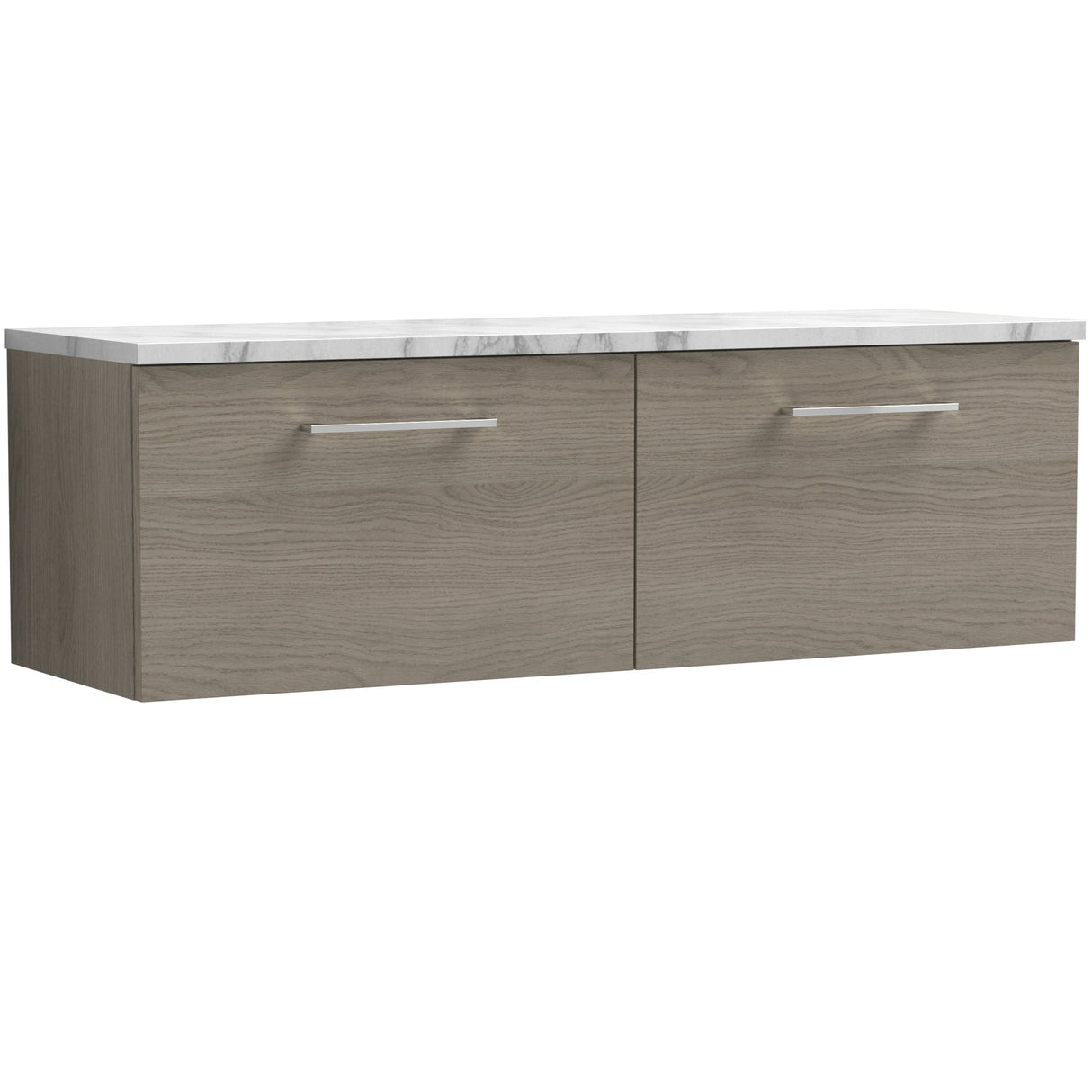 Nuie Arno 1200mm Wall Hung 2 Drawer Countertop Vanity Unit Solace Oak ARN2522LCM2