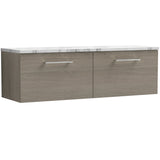 Nuie Arno 1200mm Wall Hung 2 Drawer Countertop Vanity Unit Solace Oak ARN2522LCM2