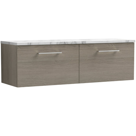 Nuie Arno 1200mm Wall Hung 2 Drawer Countertop Vanity Unit Solace Oak ARN2522LCM2