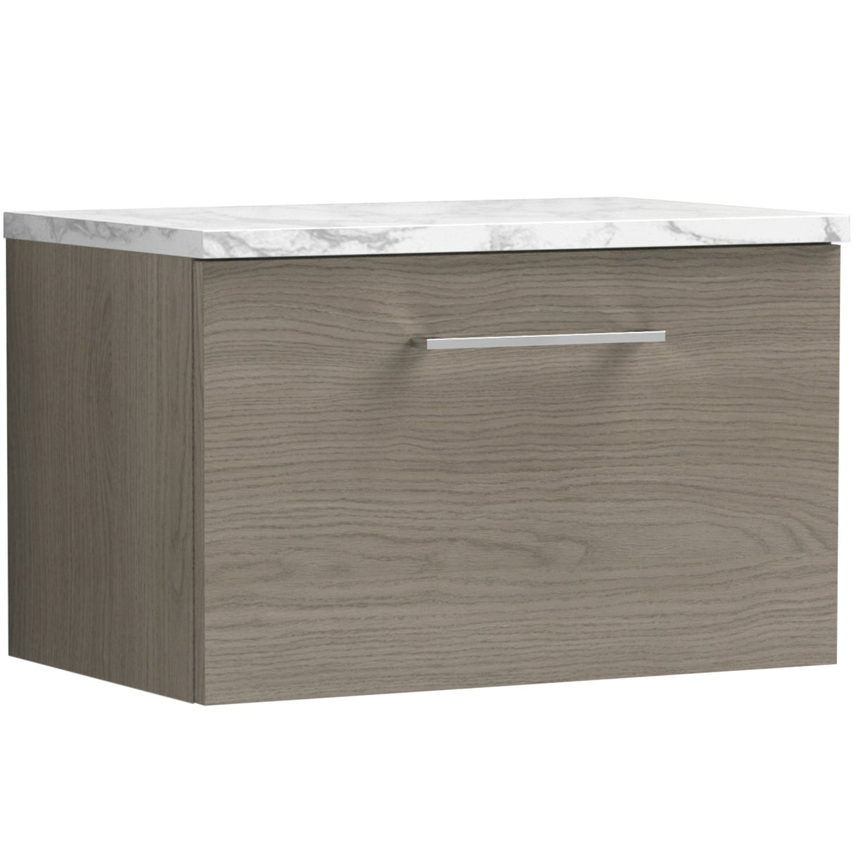 Nuie Arno 600mm Wall Hung 1 Drawer Countertop Vanity Unit Solace Oak ARN2522LCM