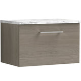 Nuie Arno 600mm Wall Hung 1 Drawer Countertop Vanity Unit Solace Oak ARN2522LCM
