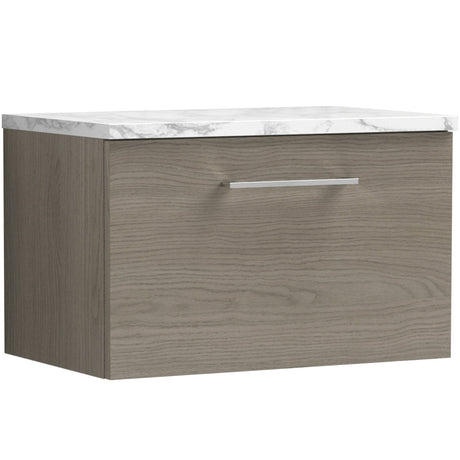 Nuie Arno 600mm Wall Hung 1 Drawer Countertop Vanity Unit Solace Oak ARN2522LCM