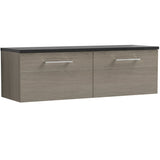 Nuie Arno 1200mm Wall Hung 2 Drawer Countertop Vanity Unit Solace Oak ARN2522LSB2