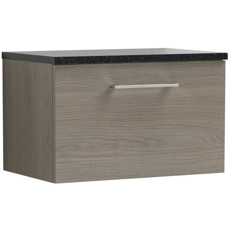 Nuie Arno 600mm Wall Hung 1 Drawer Countertop Vanity Unit Solace Oak ARN2522LSB
