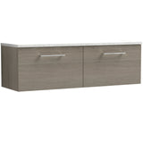 Nuie Arno 1200mm Wall Hung 2 Drawer Countertop Vanity Unit Solace Oak ARN2522LSW2