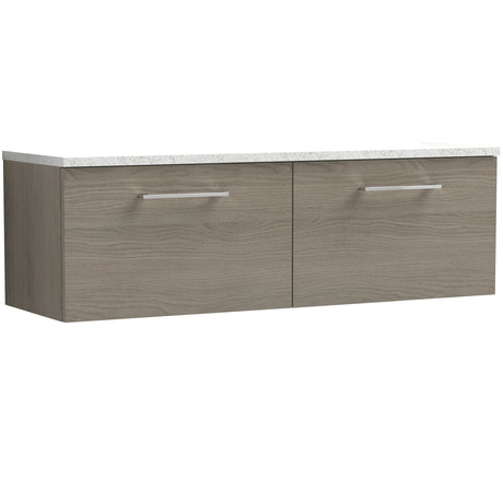 Nuie Arno 1200mm Wall Hung 2 Drawer Countertop Vanity Unit Solace Oak ARN2522LSW2