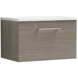 Nuie Arno 600mm Wall Hung 1 Drawer Countertop Vanity Unit Solace Oak ARN2522LSW
