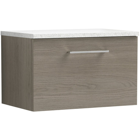 Nuie Arno 600mm Wall Hung 1 Drawer Countertop Vanity Unit Solace Oak ARN2522LSW