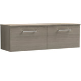 Nuie Arno 1200mm Wall Hung 2 Drawer Countertop Vanity Unit Solace Oak ARN2522W2