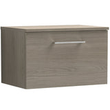 Nuie Arno 600mm Wall Hung 1 Drawer Countertop Vanity Unit Solace Oak ARN2522W